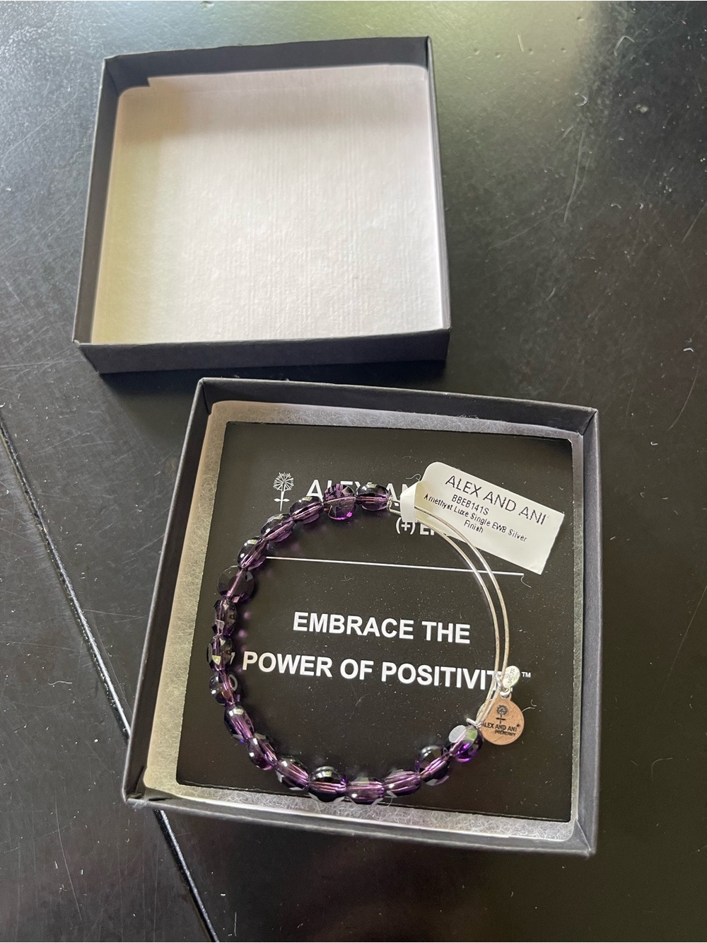 Alex and Ani Amethyst Luxe Single EWB Silver
Finish Bracelet